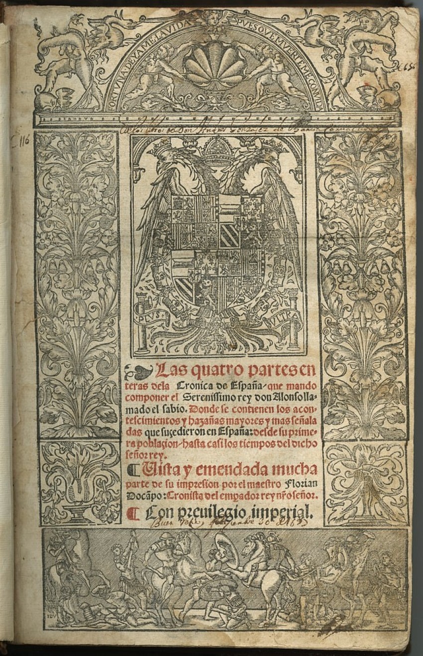 Las quatro partes enteras de la Cronica de España, de Alfonso X, 1541.